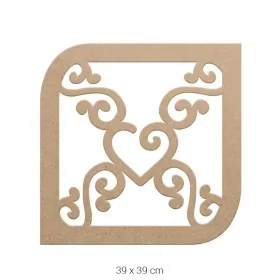 DS012 Kalp ve Kıvrımlı Dekoratif Duvar Süsü Ham Ahşap Boyanabilir Obje